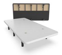 Nalui - Base imbottita 90 x 200 cm in acciaio inox con 6 gambe di altezza 25 cm, elevata stabilità con 5 barre trasversali, tessuto 3D traspirante e 4 valvole di aerazione | Made in España | Bianco