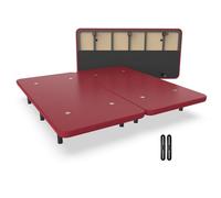 Nalui - Base tappezzata 200 x 200 cm rinforzata con 12 gambe alte 25 cm e 5 barre trasversali, rivestimento 3D e 8 valvole di aerazione | Made in Spagna | Granato (2 basi da 100 cm con piastre di