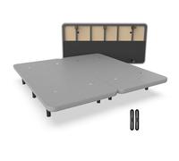 NALUI - Base tappezzata 200 x 200 cm rinforzata con 12 gambe Altezza 25 cm e 5 barre trasversali, rivestimento 3D e 8 valvole di aerazione, prodotto in Spagna | grigio (2 basi da 100 cm con piastre di