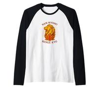 NAM Myoho Renge Kyo Leone e Lotus SGI Buddista Chant Design Maglia con Maniche Raglan
