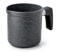 NAMAI - Bollilatte Antiaderente 11 CM Ø, Alluminio Resistente, Manico Ergonomico, Effetto Pietra, Pratico e Resistente, No Induzione, Pentolino Latte