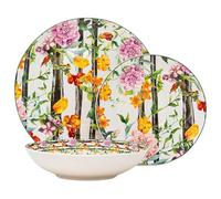 NAMAI - Servizio Piatti 6 Persone, 18 Pezzi, Porcellana Resistente, Adatti in Lavastoviglie e Microonde, Colori Vivaci, Set Piatti 18 Pezzi, Idea Regalo (FLORA)