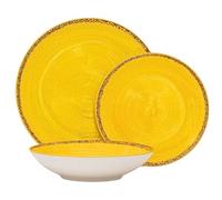 NAMAI - Servizio Piatti 6 Persone - Piatti Porcellana - Adatti in Lavastoviglie e Microonde - Piatti Colorati - Set Piatti 18 Pezzi - Set Piatti 6 Persone - Piatti Particolari (Pepper Yellow)