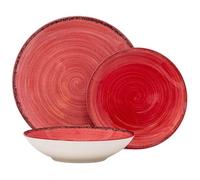 NAMAI - Servizio Piatti 6 Persone - Piatti Porcellana - Adatti in Lavastoviglie e Microonde - Piatti Colorati - Set Piatti 18 Pezzi - Set Piatti 6 Persone - Piatti Particolari (Pepper Red)