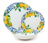 NAMAI - Servizio Piatti 6 Persone, Porcellana Resistente, Adatti in Lavastoviglie e Microonde, Colori Vivaci, Set Piatti 18 Pezzi, Servizio Piatti Colorati, Idea Regalo (Capri)