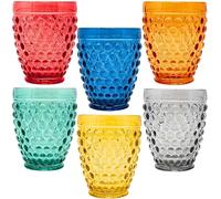 NAMAI - Set 6 Bicchieri Acqua Vetro Colorati, 270 ML, Vetro Resistente, Colori Vivaci, Idea Regalo