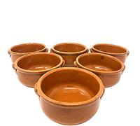 NAMAI Set 6 Tegami Terracotta, Ciotole in Terracotta, Misura 14 CM di Diametro e 6,5 CM di Altezza, Artigianali e Resistenti, Marroncino, Made in Italy