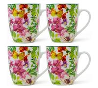 NAMAI Set da 4 Tazze Colazione Particolari, 350 ML, Porcellana Resistente, Adatte in Lavastoviglie e Microonde, Tazze Cappuccino, Idea Regalo (Spring)