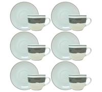 NAMAI - Set da 6 Tazzine Caffe Particolari con Piattino, Stile Autentico, Porcellana, Adatte In Lavastoviglie e Microonde, Idea Regalo (Manta)