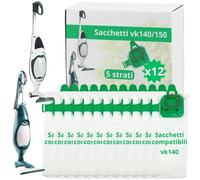 NAMAI - Set di 12 Sacchetti Folletto VK140 e VK150, Ricambi Compatibili, Microfibra Resistente, Antibatterici, Ricambi Folletto (12 Sacchetti)