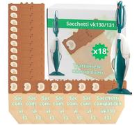 NAMAI - Set di 18 Sacchetti Folletto VK130 e VK131, Ricambi Compatibili, Carta Resistente, Ricambi Folletto (18 Sacchetti)
