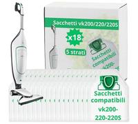 NAMAI - Set di 18 Sacchetti Folletto VK200 e VK220s, Microfibra Resistente, Antibatterici, Ricambi Folletto, Sacchetti Aspirapolvere Folletto, Sacchetti Folletto VK220 s (18 Sacchetti)
