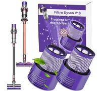 NAMAI - Set di 2 Filtro Dyson V10/SV12/SV27, Ricambio 100% Compatibile, Lavabili e Riutilizzabili, Ricambi Dyson V10, Facile da Installare (V10/SV12/SV27)