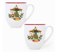 NAMAI - Set di 2 Tazze Natalizie, Porcellana Resistente, 250 ML, 11 CM x 7 CM, Adatte in Lavastoviglie e Microonde, Idea Regalo, Set Colazione Natale (2 Mug)