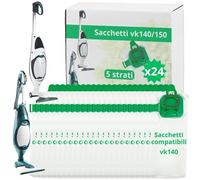 NAMAI - Set di 24 Sacchetti Compatibile con Folletto VK140/VK150 | Microfibra Resistente, Antibatterici, 5 Strati, Alto Potere Filtrante 99,7%