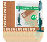 NAMAI - Set di 24 Sacchetti Compatibili con Folletto VK130 e VK131 | Carta Resistente, Facili da Installare, Resistenti e Duraturi, Alto Filtraggio