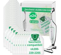 NAMAI - Set di 24 Sacchetti Compatibili con Folletto VK200/220/VK220s | Microfibra Resistente, Antibatterici, 5 Strati, Alto Potere Filtrante 99,7%