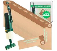 NAMAI - Set di 32 Sacchetti Folletto VK 120/121/122, Ricambi Compatibili, Carta Resistente, Antibatterici, Ricambi Folletto (32 Sacchetti)