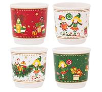 NAMAI - Set di 4 Tazzine Caffe Particolari Natalizie, 60 ML, New Bone China, Eleganti, Adatte in Lavastoviglie e Microonde, Tazzine Da Caffè di Natale, Idea Regalo (Set 4 Tazzine)