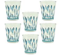 NAMAI - Set di 6 Bicchieri Acqua Vetro, Eleganza Marina, 325 ML, Adatti In Lavastoviglie e Microonde, Bicchieri Colorati Vetro, Idea Regalo (Bicchieri Fish)