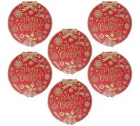 NAMAI - Set di 6 Tovagliette Sottopiatto Natalizie in Plastica, 38 CM Diametro, Lavabili e Riutilizzabili, Sottopiatti Natalizi, Idea Regalo (Rosso Oro)