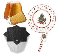 NAMAI - Set di Stampo Pandoro + Piatto Panettone Natalizio con Paletta - Alluminio - Adatti in Lavastoviglie - Stampo Pandoro 1 Kg - Piatto Panettone - Made In Italy (pandoro + piatto pandoro)