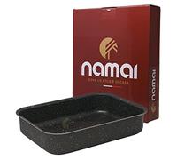NAMAI Teglia Forno Rettangolare 22cm x 30cm - Lasagnera Antiaderente - Adatta Per la Lavastoviglie- Alluminio - Teglie da Forno - Design Effetto Pietra (22cm x 30cm)