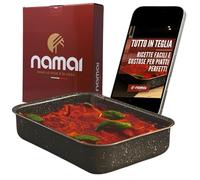 NAMAI Teglia Forno Rettangolare 28cm x40cm - Lasagnera Antiaderente - Adatta Per la Lavastoviglie- Alluminio - Teglie da Forno - Design Effetto Pietra (28cm x 40cm)