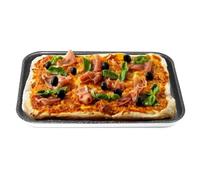 NAMAI - Teglia Pizza Rettangolare, 40CM x 28 CM, Alluminio Antiaderente, Adatta in Lavastoviglie, Design Effetto Pietra, Teglia Forno, Made In Italy (40cm x 28cm)