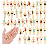 Namalu 50 Pezzi 1: 75 Ho Scala Mini Figure di Persone in Miniatura Architettoniche Figurine in Piedi Set di Modellino Multicolore Figure di Persone per Treni Paesaggio(Nuoto)