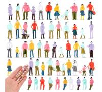 Namalu 50 Pezzi Mini Figure di Persone Scala 1:150 Modello di Persone Piccole Dipinte Architettoniche Seduto e in Piedi Persone in Miniatura in Plastica Pose Assortite per Scene in Miniatura