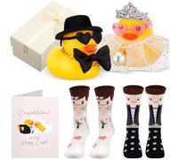 Namalu Set Regalo di Nozze - Include 2 Anatre Mr & Mrs per Sposi, 2 Paia di Calzini da Sposi, Biglietti di Auguri e Scatola di Nozze, Regalo per Sposi Novelli, Fidanzamento o Matrimonio (Originale)