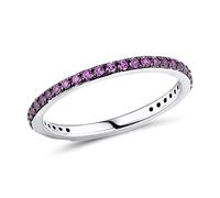 namana Anello Donna in Argento 925 con Zirconi Rossi, Anelli Sottili con Zirconi per Donna e Ragazza, Anello Argento 925 Donna con Pietre Rosse, Misura dell'Anello 19