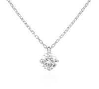 namana Collana con Ciondolo in Solitario Punto Luce per Donna e Adolescente, Collane in Argento 925 con Pietra Bianca Rotonda, Semplice Collana Sottile con Ciondolo Tondo con Scatola Regalo