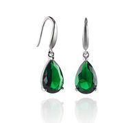 Namana Orecchini a goccia da donna, disponibili con pietre a pera, blu, rosso, verde, celeste, rosa o bianche, con confezione regalo, Ottone, verde