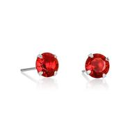 Namana Orecchini Punto Luce in Argento Sterling 925 per Donna e Ragazza, Piccoli Orecchini Donna Argento Rotondi Solitari, Semplici Orecchini Rosso Rubini con Zirconi Tondi Rossi