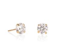 Namana Orecchini Punto Luce in Argento Sterling 925 Placcato Oro Giallo, Piccoli Orecchini Donna Oro Rotondi Solitari, Semplici Orecchini Oro per Donna e Ragazza con Zirconi Tondi