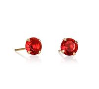 Namana Orecchini Punto Luce in Argento Sterling 925 Placcato Oro Giallo, Piccoli Orecchini Donna Oro Rotondi Solitari, Semplici Orecchini Rosso Rubino per Donna e Ragazza con Zirconi Tondi Rossi