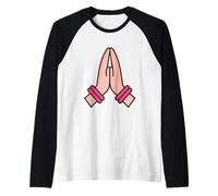 Namaskar Saluto Gesto di Rispetto Namaste Yogico indù Maglia con Maniche Raglan