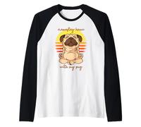 Namastay Home con Il Mio Pug Yoga Lotus Pose Dog Meme Maglia con Maniche Raglan