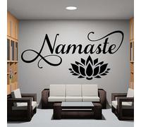Namaste, adesivo da parete a forma di loto, armonia, equilibrio, chakra, Buddha, divinità, salvia, illuminato, adesivo da parete, decorazione per yoga, decalcomania in vinile, 87 x 42 cm