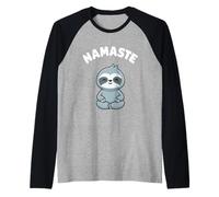 Namaste, Divertente Bradipo Kawaii per Yoga, Senza Stress Maglia con Maniche Raglan