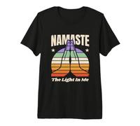 Namaste La Luce in Me Meditazione Yoga retrò Maglietta Premium