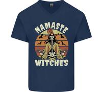 Namaste Streghe Divertente Halloween Uomo Scollo A V Cotone T-Shirt