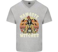 Namaste Streghe Divertente Halloween Uomo Scollo A V Cotone T-Shirt