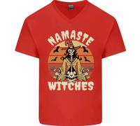 Namaste Streghe Divertente Halloween Uomo Scollo A V Cotone T-Shirt