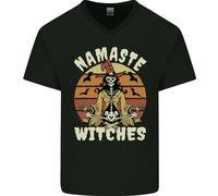 Namaste Streghe Divertente Halloween Uomo Scollo A V Cotone T-Shirt