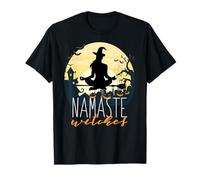 Namaste Streghe Halloween Divertente Yoga Strega Meme Maglietta