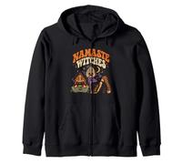 Namaste Streghe Halloween Yoga Meditazione Retro Boho Felpa con Cappuccio