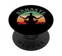 Namaste Yoga Posa Pace Meditare Zen Retro Tramonto PopSockets PopGrip Adesivo
